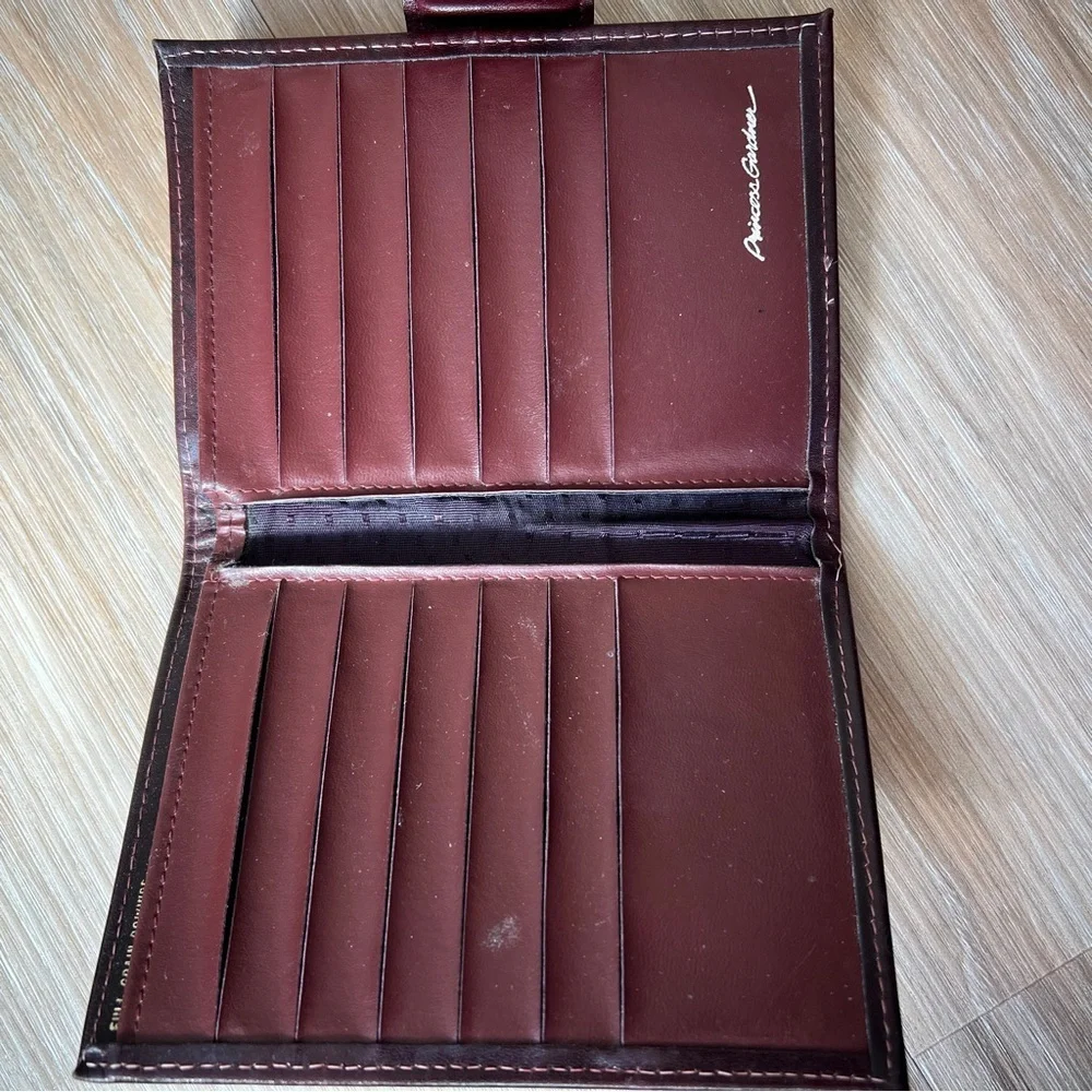 Princess Gardner Vintage Burgundy Leather Wallet Clutch Kiss Lock